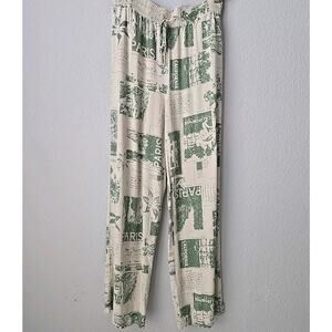 Urban Outfitters Carmen Postcard Print Pull On Pants Small Lounge Casual Leisure